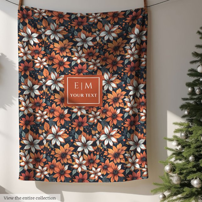 Chic Terracotta Decke mit Herbst-Blume (Chic terracotta blanket with autumn flowers)