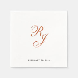 Chic Terracotta Monogram Wedding Napkins Serviette
