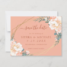 Chic Terracotta Peach Creme Gold Save the Date