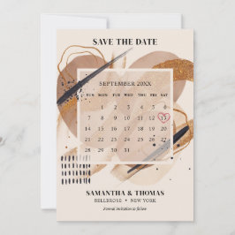Chic Terracotta Rose Gold Glitzer Pinsel Kalender Save The Date