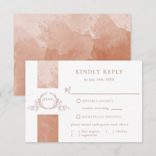 Chic Terracotta Watercolor Wedding Monogram UAWG RSVP Karte