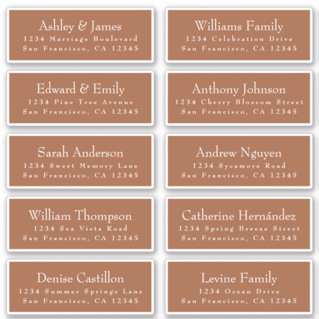 Chic TerraCotta Wedding Guest Address Labels (Vorderseite)