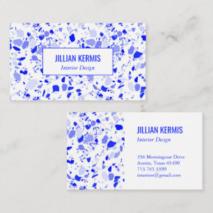 Chic terrazzo elegante Blue White Custom Visitenkarte