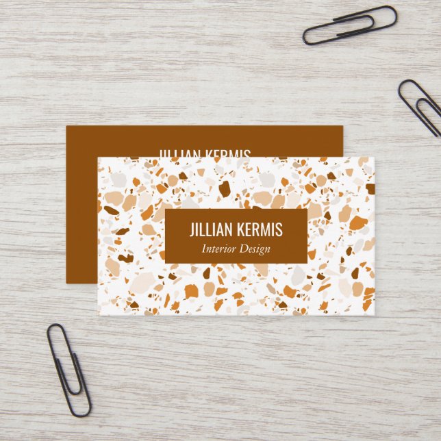 Chic terrazzo elegante Brown Factory Stores Visitenkarte (Vorderseite/Rückseite Beispiel)