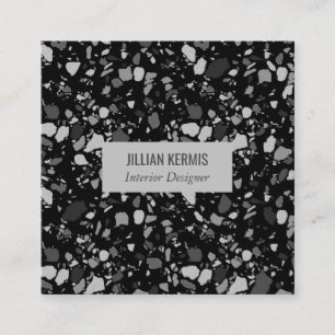 Chic terrazzo elegante Graustufen schwarz Quadratische Visitenkarte
