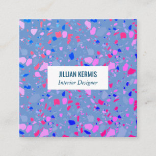 Chic terrazzo elegante lila blaue Perwinkle Quadratische Visitenkarte