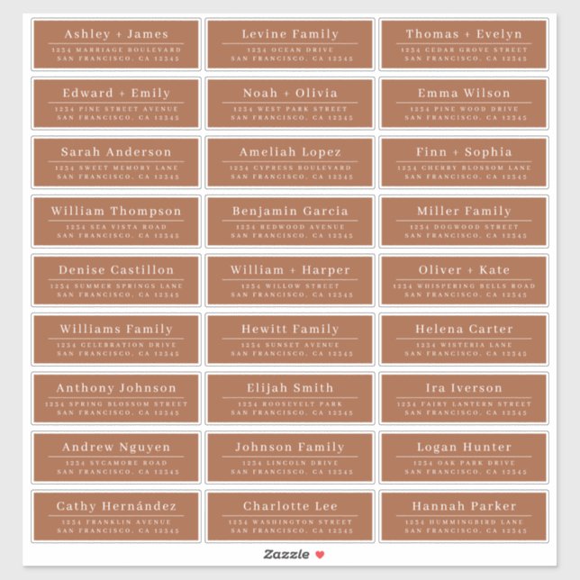 Chic TerrraCotta Wedding Guest Address Labels (Blatt)