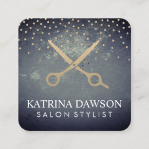 Chic Texture and Polka Dots Salon Shears Quadratische Visitenkarte
