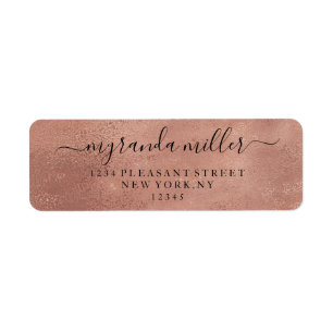 Chic Textured Rose Gold Rücksendeadresse 