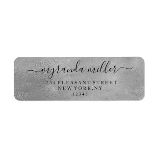 Chic Textured Silver Grau Rücksendeadresse Label