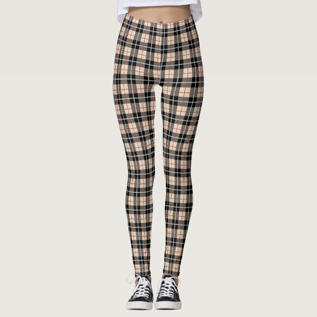 Chic Thompson Camel Tartan Kariertes Muster Leggings (Vorderseite)