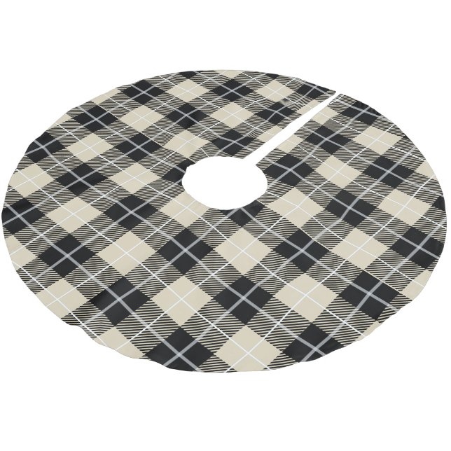 Chic Thompson Kamel-Tartan-Karo-Muster Polyester Weihnachtsbaumdecke (Schrägansicht)