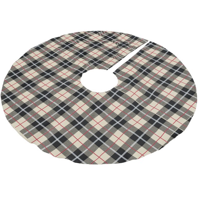 Chic-Thompson-Kameltartan-kariertes Muster Polyester Weihnachtsbaumdecke (Schrägansicht)