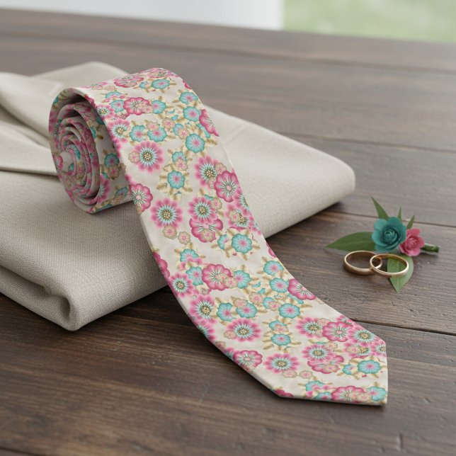 Chic Tie With Artistic Cherry Blossom Floral Art Krawatte (Von Creator hochgeladen)