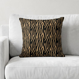 Chic Tiger Stripe Animal Print Safari Brown Black Kissen