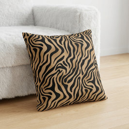 Chic Tiger Stripe Animal Print Safari Brown Black Kissen