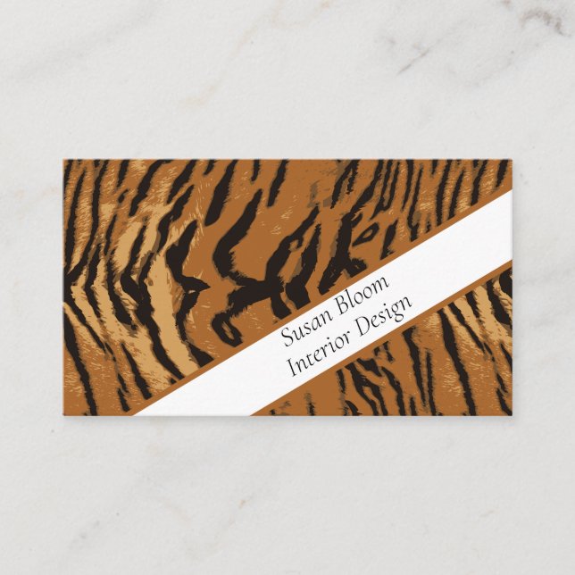 Chic Tiger Stripe Animal Print Visitenkarte (Vorderseite)