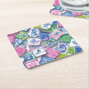Chic Tiles Bams Cracks Snacks Benutzerdefiniertes  Rechteckiger Pappuntersetzer