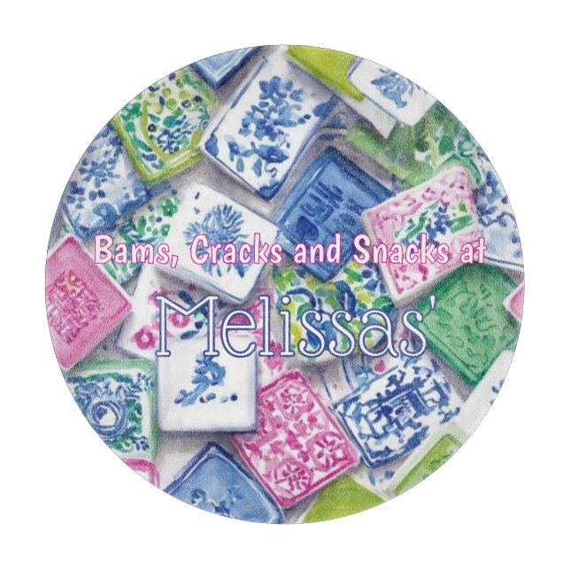 Chic Tiles Bams Cracks Snacks Benutzerdefiniertes  Schneidebrett (Vorderseite)