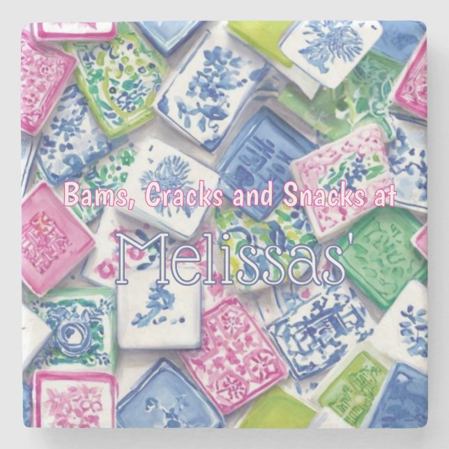 Chic Tiles Bams Cracks Snacks Benutzerdefiniertes  Steinuntersetzer (Vorderseite)