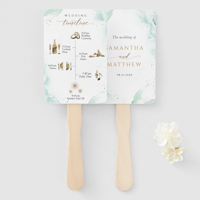 Chic, Timeline und Willkommensfarbe Blau grün Fächer (Vorne und Hinten)