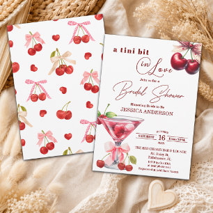 Chic Tini Bit in Love Cherry Martini Brautparty Einladung