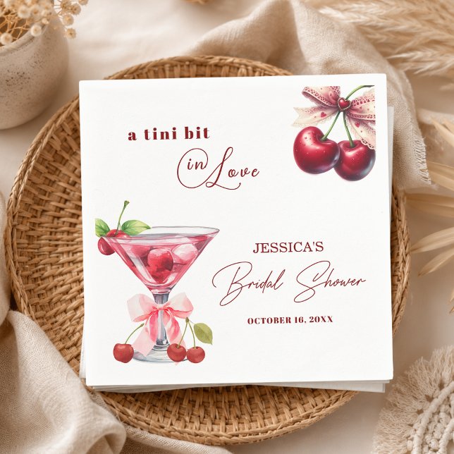Chic Tini Bit in Love Cherry Martini Brautparty Serviette (Von Creator hochgeladen)