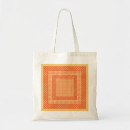Chic Tote Bag, Orange Karos und Polkas Muster Tragetasche