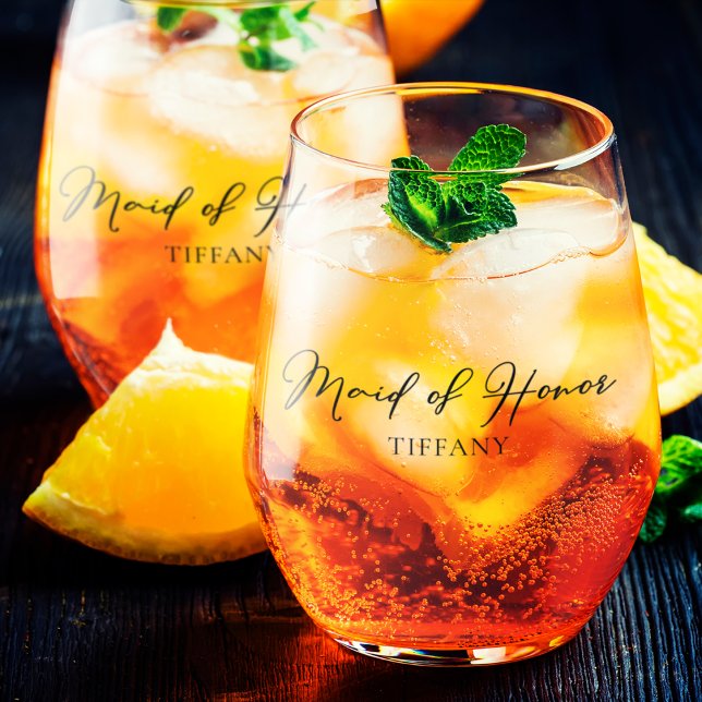 Chic Trauzeugin Custom Two Side Wedding Weinglas Ohne Stiel (Von Creator hochgeladen)