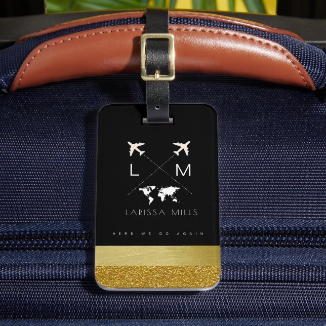 Chic Travel Luggage Tag mit ihrem Namen Gepäckanhänger (Vorderseite Insitu 2)