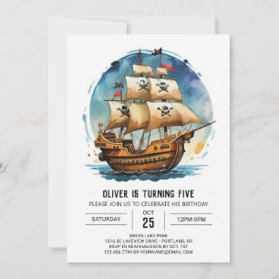 Chic Treasure Map Piratenflagge Pirate Birthday Einladung