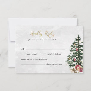 Chic Tree lights Wedding RSVP Enclosure C Karte