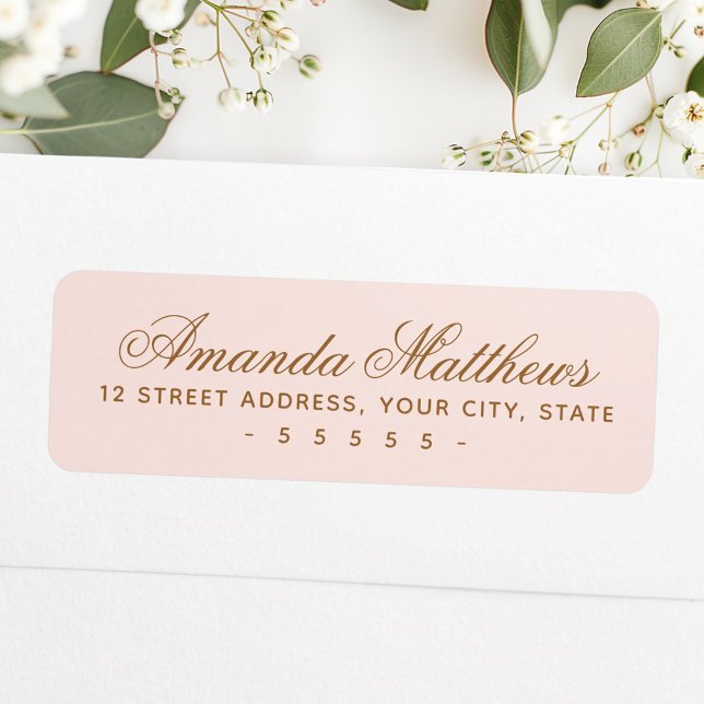 Chic trendy blush pink kalligraphische Skriptadres (Chic trendy blush pink calligraphy script address label)