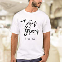 Chic Trendy Brush Black Script Team Groom