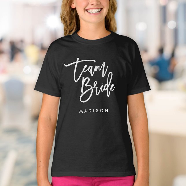 Chic Trendy Brush White Script Team Bridge T-Shirt (Von Creator hochgeladen)