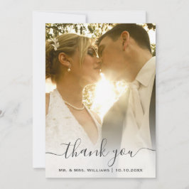 Chic Trendy Classic Braut und Groom Wedding Foto Dankeskarte