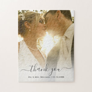 Chic Trendy Classic Braut und Groom Wedding Foto Puzzle
