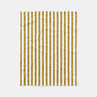 Chic-Trendy Goldweiß-Streifen-Glitzer-Foto-Druck Fleecedecke