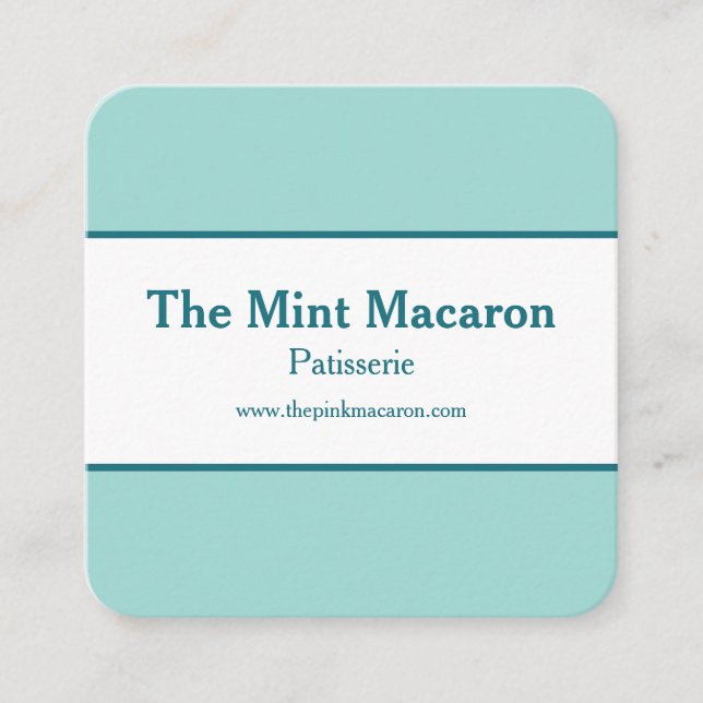 Chic & Trendy Macaron Mint Blauer Moderner Minimal Quadratische Visitenkarte (Vorderseite)