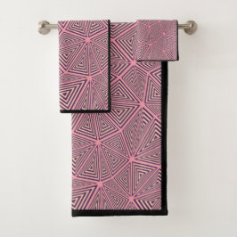Chic & Trendy Pink & Black Geometric Muster Badhandtuch Set
