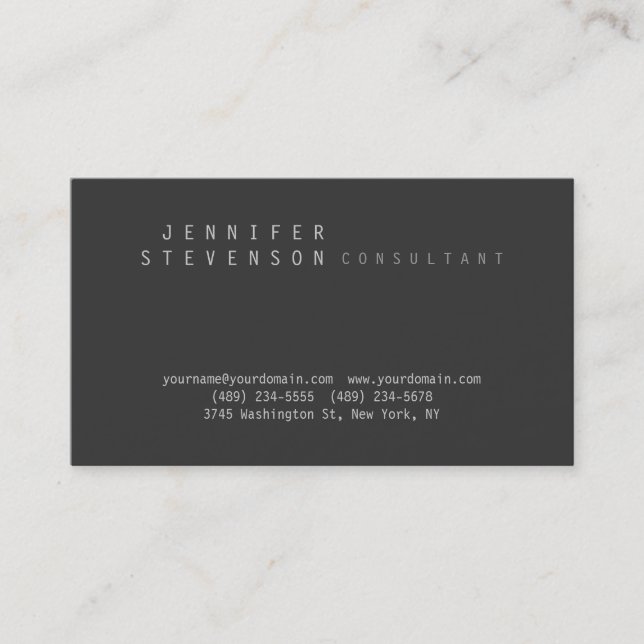 Chic Trendy Stylish Gray Clean Business Card Visitenkarte (Vorderseite)