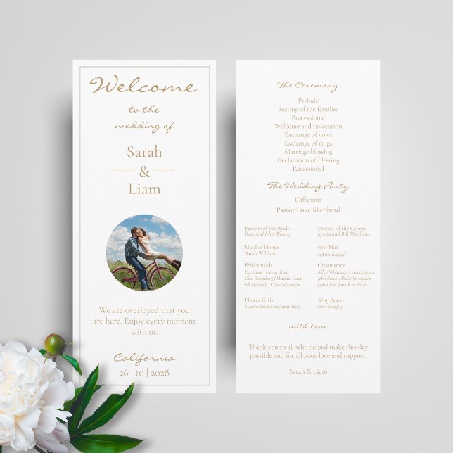Chic & Trendy | White and Golden Wedding Program Programm (Von Creator hochgeladen)