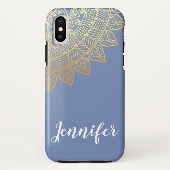 Chic Tribal Muster 2 / Blau Case-Mate iPhone Hülle (Rückseite)