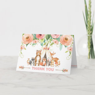 Chic Tribal Woodland Animals Baby Dusche Geburtsta Dankeskarte