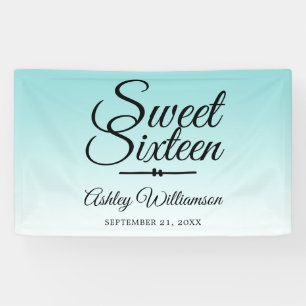 Chic Tropical Blue Ombre Sweet 16 16. Geburtstag Banner