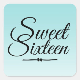 Chic Tropical Blue Ombre Sweet 16 16. Geburtstag Quadratischer Aufkleber