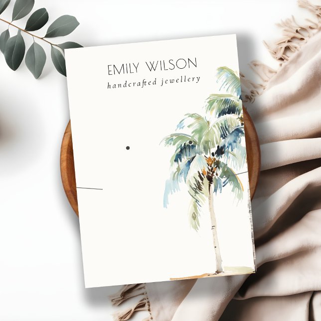 Chic Tropical Coastal Palm Tree Necklace Earring Visitenkarte (Von Creator hochgeladen)