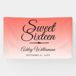 Chic Tropical Coral Ombre Sweet 16 16. Geburtstag Banner