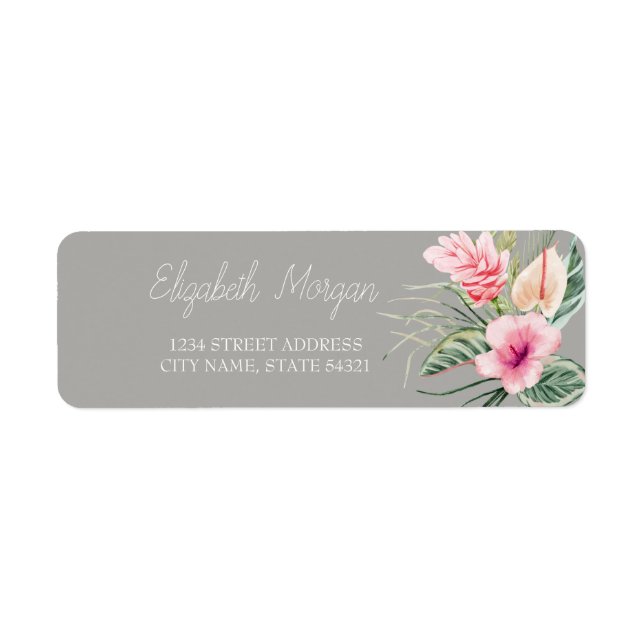Chic Tropical Flowers Hibiscus  Address Label (Vorne)