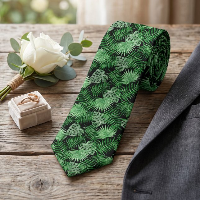 Chic Tropical Green Palm Tree Blätter Summer Art Krawatte (Von Creator hochgeladen)